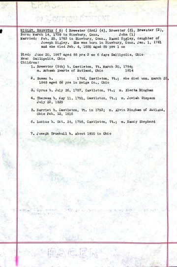 HIGLEY, Brewster (1759 Conn. d. 1847 Ohio) 1 HIGLEY